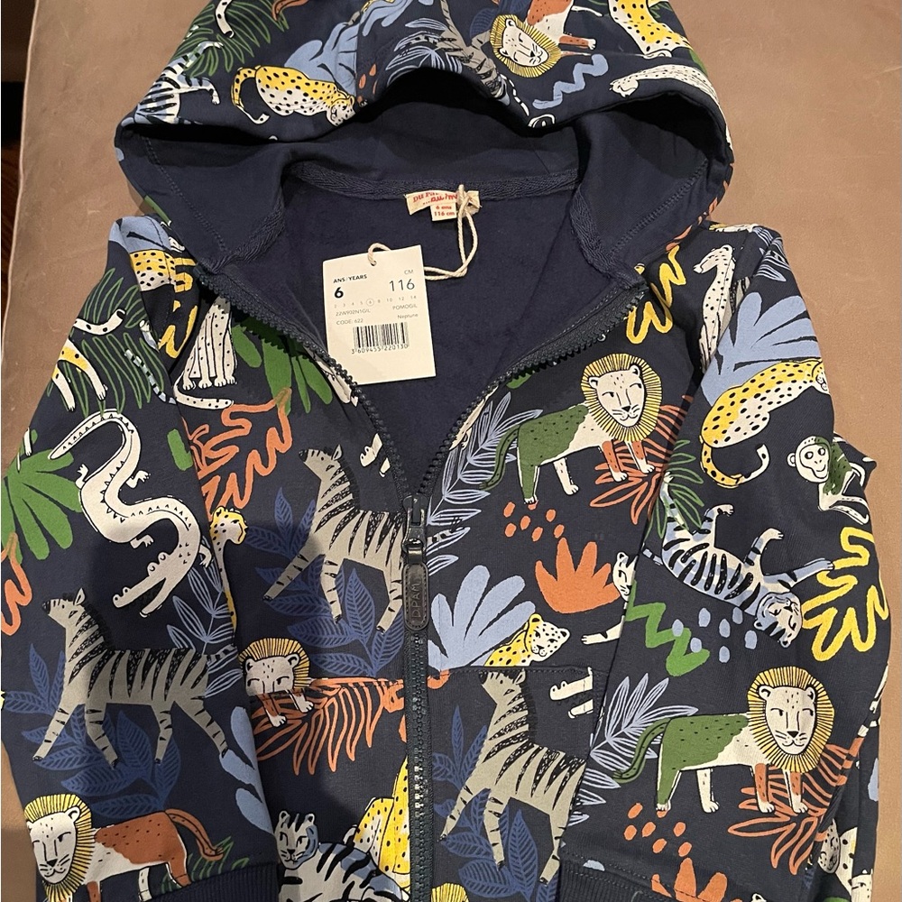 Kids Animal Print Hoodie - Navy